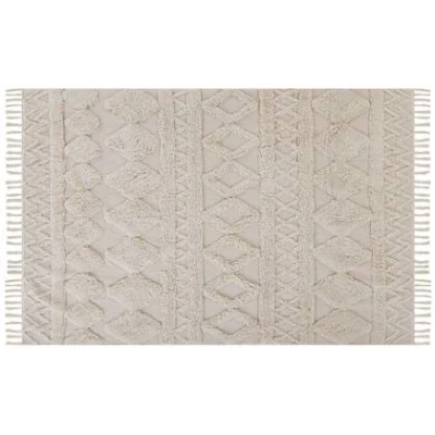 Afbeelding van DIDIM Laagpolig vloerkleed Beige 140 x 200 cm Katoen
