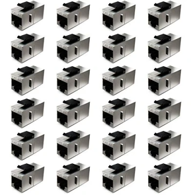 Afbeelding van deleyCON 24x CAT6a Keystone Module Patchkabel Koppeling Verbinder Afgeschermd 2x RJ45 Bus Netwerk Patchpanel Keystonemount Uitbreiding