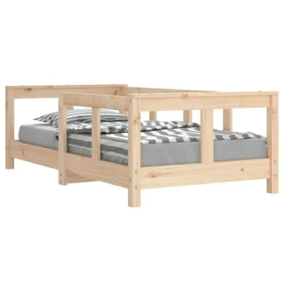 Afbeelding van Kinderbedframe 70X140 cm Massief Grenenhout Wit 70 x 140 / Naturel