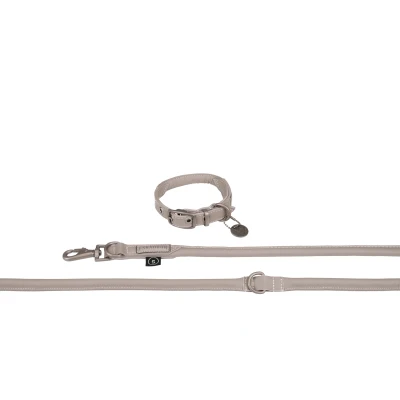 Image de Eskadron Collier et Laisse Classic Sports Leather Velvet Taupe M