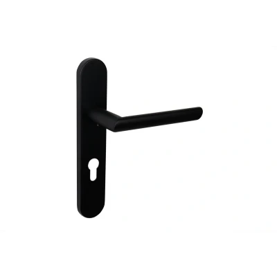 Afbeelding van Lavuzo Deurkruk Ragusa zwart met afgerond schild PC72 Per set Deurklink