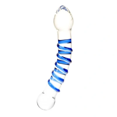Afbeelding van Dubbele G Spot Glazen Dildo Transparant/Blauw