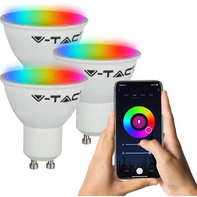 Afbeelding van V tac VT 5164 LED Wifi spot 4.5W RGB+W GU10 3 pack