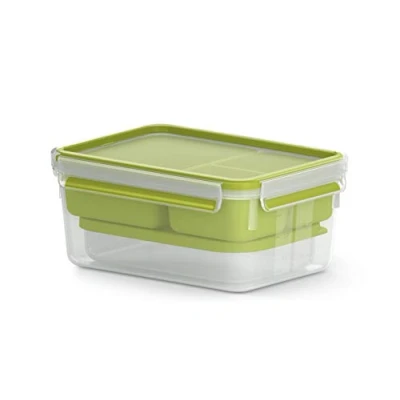 Afbeelding van EMSA CLIP GO Lunchbox XL 2,3 l + 3 compartimenten 1 doos, groene picknick lunchbox, maaltijden N1071600