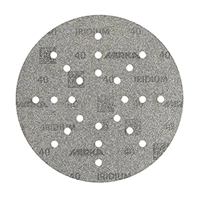 Afbeelding van Mirka Iridium schuurpapier Ø 225 mm klittenband korrel 40/25 schijven/voor gipsplaatschuurmachines voor muur en plafond, lakschuren, stopverf, primer, hout, staal, minerale materialen