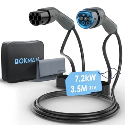 Afbeelding van bokman type 2 elektrische auto oplaadkabel PHEV, modus 3 / 32 A 7,2 kW eenfase 3,5 meter, snellaadkabel, hybride plug in voor voertuigen, 2,