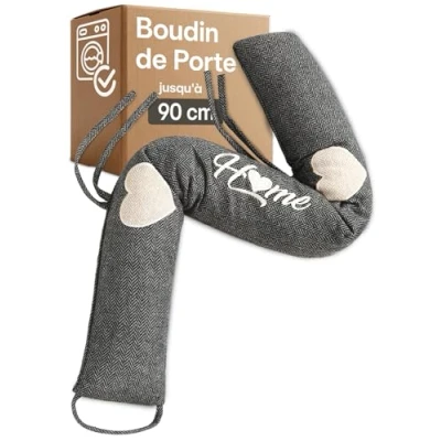Afbeelding van Tochtstopper, anti kou, 90 cm, wasbaar, energiebesparend, extra zwaar, voor deuren en ramen, grijs