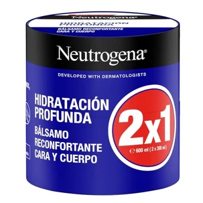 Afbeelding van Neutrogena Noorse formule voor diepe hydratatie, rustgevende balsem (2 x 300 ml), vochtinbrengende crème lichaam en gezicht met Pro Ceramide technologie droge huid