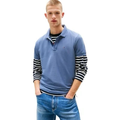 Image de Tommy Jeans Polo TJM Slim Placket EXT DM0DM20676 S/S, Gris (Blue Moment), 4XL, 4XL Grande taille