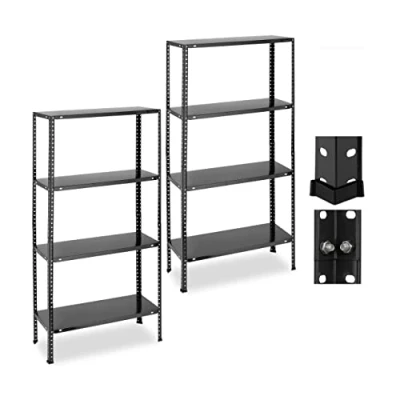 Afbeelding van Relaxdays Heavy duty rek 160 kg draagkracht, 4 etages, hoogte 147,5 x 75,5 30,5 cm, kelder en garage, metaal, zwart