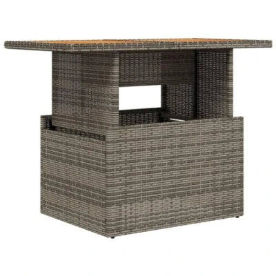 Afbeelding van Tuintafel 100x55x73 cm poly rattan en acaciahout grijs