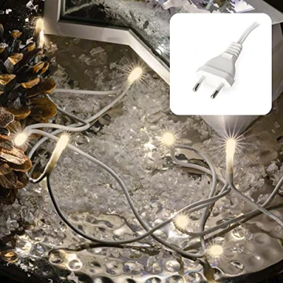 Afbeelding van hellum lichtsnoer met 10 leds, lengte 1,35 m, klassiek warmwit voor binnen, 59 lumen, witte lichtketting stekker, kerstboomlichtketting
