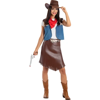 Afbeelding van Funidelia Cowgirlkostuum voor vrouwen Cowboys, Indianen, Western Kostuum Volwassenen Accessoire verkleedkleding en rekwisieten Halloween, carnaval &amp; feesten Maat S M Bruin