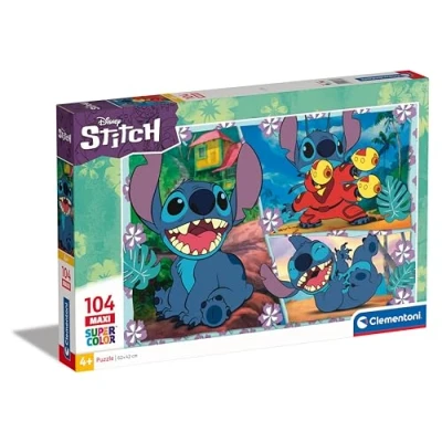 Image de Clementoni Disney Supercolor Stitch 104 Enfants 4 Ans, Puzzle Dessins Animés Made In Italy, Couleur Maxi Pièces, 23776