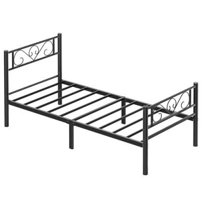 Afbeelding van VASAGLE Eenpersoonsbed, metaal, 90 x 200 cm, bedframe, eenvoudige montage, zwarte inkt RMB062B01