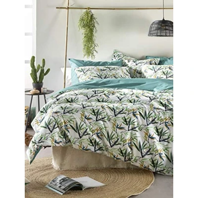Afbeelding van De Witte Lietaer Dekbedovertrek Katoen Salix Lits Jumeaux 240 x 220 cm Groen