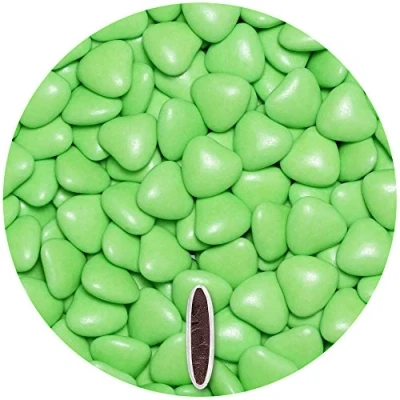 Afbeelding van EinsSein 0,5 kg dragees bruiloft chocolade hart middelgroen glanzend gastgeschenken doop communie amandelen vet en ontvangen van feestelijke kleur voordelig met bombtag zie mijn etuis