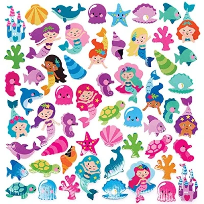 Afbeelding van Baker Ross FC823 200 stuks zeemeermin schuimstickers voor kinderen