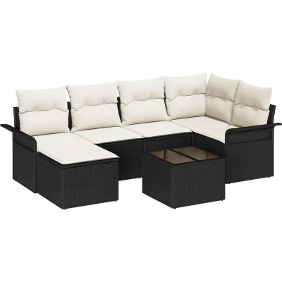 Afbeelding van vidaXL 6 delige Tuin Sofa Set met Kussens Bruin Poly Rattan