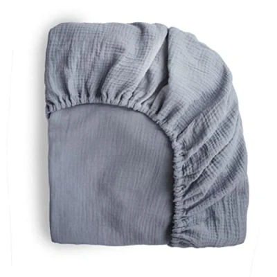 Afbeelding van Mushie hoeslaken ledikant 60x120 tradewinds/blauw