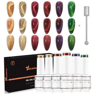 Afbeelding van Nicedeco 6 kleuren Cat Eye Gel nail Polish Set, UV/LED, soak off, magnetisch, 8 ml, gel, art, manicure, pedicure, voor professioneel, salon en thuis, kit41