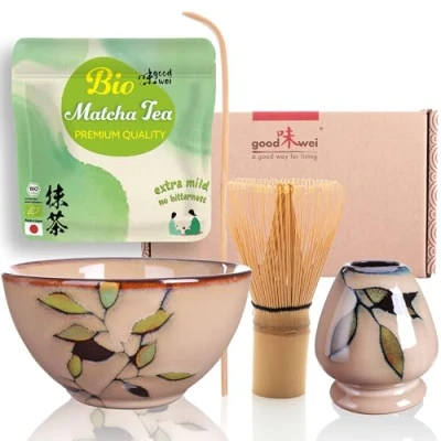 Afbeelding van Goodwei Theeceremonieset met hoogwaardige Matcha schaal en echte biologische uit Japan (Bamboo)