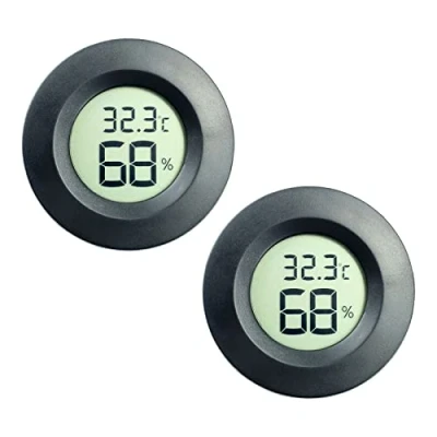 Afbeelding van ZHITING Mini hygrometer, thermometer, lcd monitor, digitaal, luchtvochtigheidsmeter, voor luchtbevochtigers, luchtontvochtigers, kas, kelder, babykamer, Fahrenheit of Celsius, zwart, 2 stuks