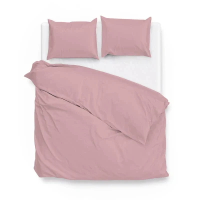 Afbeelding van Dekbedovertrek Satinado Shady Pink Lits jumeaux (240x200/220 cm) Katoen satijn Effen Roze Zo!Home Ga naar