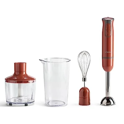 Afbeelding van Tognana Iridea, staafmixer met hakmolen, klopper en glas 600 ml, appelrood