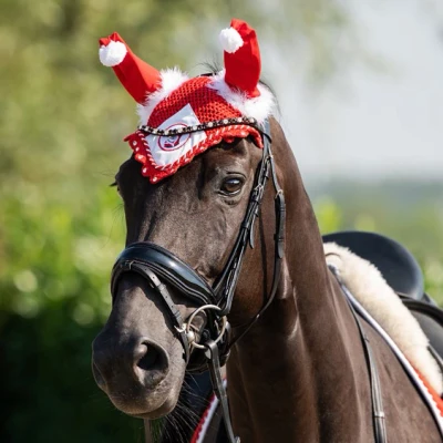 Image de HB Bonnet Anti Mouches Christmas Red Glitter Shetland