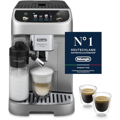 Afbeelding van De&#039;Longhi Magnifica Plus ECAM322.70.SB volautomatische koffiemachine met LatteCrema melksysteem voor automatische cappuccino, full touch kleurendisplay, extra shot functie, 2 x 1450 W,