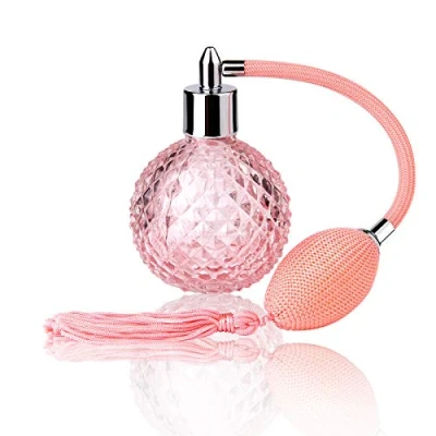 Afbeelding van Lamoutor vintage 100 ml roze navulbare parfum spray fles met lange pompon