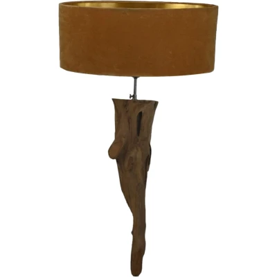 Afbeelding van HSM Collection Wandlamp met Ovale Kap 38x19x90 Bruin/Beige Teak/Stof