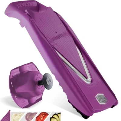 Afbeelding van Börner V5 PowerLine Basic mandoline slicer groentesnijder: Groente snijden, schijfjes, 4 diktes, tweedelige set, violet