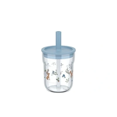 Image de Mepal Gobelet pour enfants avec paille Mio Little Dutch Couvercle flexible anti insectes Convient à tous types de liquides Passe au lave vaisselle 250 ml Forest Friends