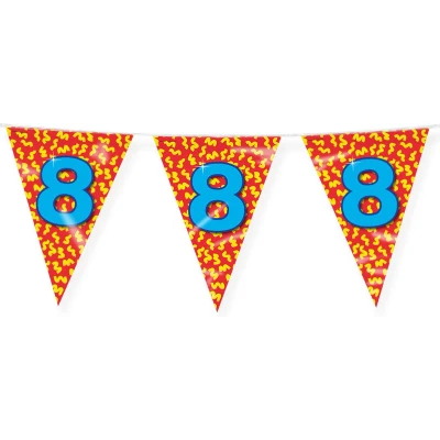Afbeelding van Vlaggenlijn slinger 8 jaar party 10 meter