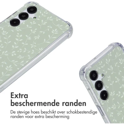Afbeelding van imoshion Hoesje Geschikt voor Samsung Galaxy A16 (5G) Design met Koord Smoke Green Flowers