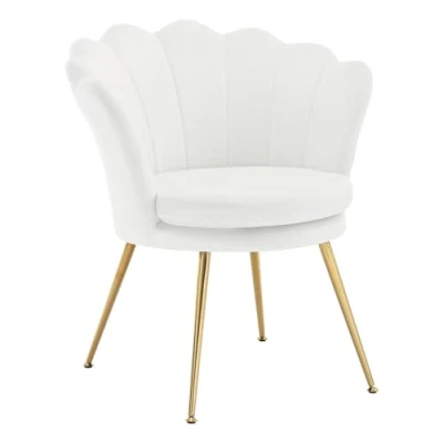 Afbeelding van WOLTU relaxstoel bloemblaadje slaapkamer fauteuil woonkamer stoel met metalen poten, belasting 150 kg, wit, SKS49ws