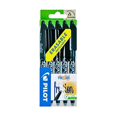 Afbeelding van Pilot Frixion Point Balpen, uitwisbaar, 0,7 mm, zwart, 5 stuks