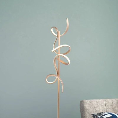 Afbeelding van LED vloerlamp Curls, messing, metaal, 156 cm hoog, dimbaar