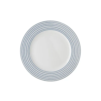 Afbeelding van Laura Ashley Blauw Candy Stripes Set 4 Platte Borden 26 Cm Wit Porselein
