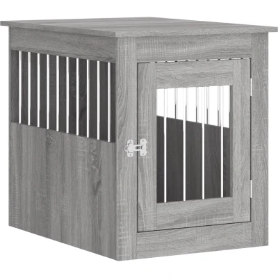 Afbeelding van Hondenbench 55x75x65 cm bewerkt hout grijs sonoma