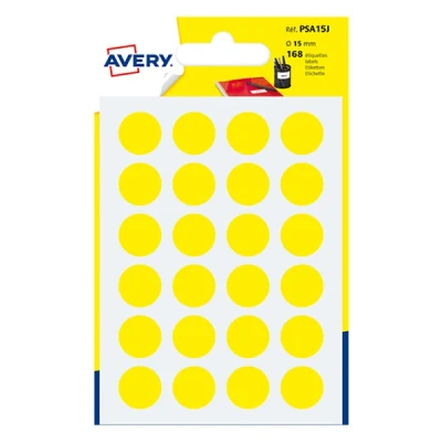 Image de Avery PSA15J pastilles de marquage Ø 15 mm (168 pièces) jaune