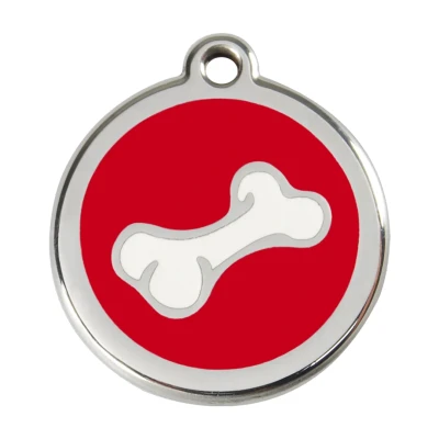 Afbeelding van Comic Bone Red roestvrijstalen hondenpenning large/groot dia. 3,8 cm RedDingo