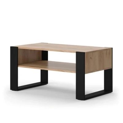 Afbeelding van Vicco Salontafel Olli Goldkraft eiken/zwart, 92 x 45,6 cm met plank