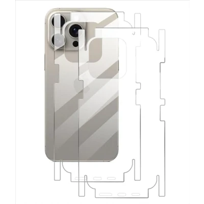 Afbeelding van GIOPUEY Set van 2 beschermfolie achterkant, compatibel met iPhone 16 Pro, zacht TPU, dun, hoge transparantie, beschermende rand, transparant