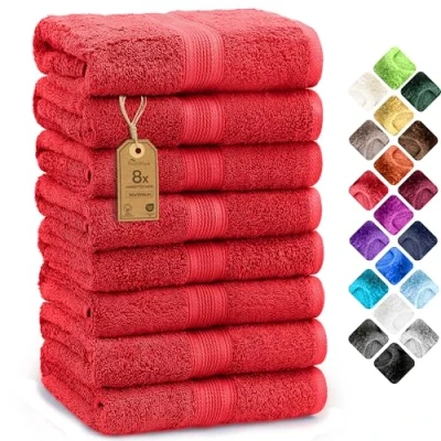 Afbeelding van NatureMark 8 stuks servetten, 50 x 100 cm, 100% katoen, rood