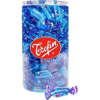 Afbeelding van Hartmint hard snoep met mintsmaak in herbruikbare bokaal 850g