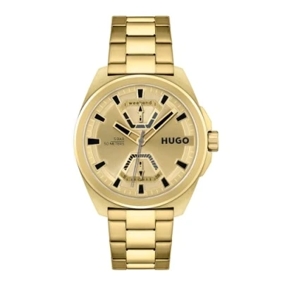 Afbeelding van HUGO Expose Horloge goldcoloured, Heren, Maat: One Size, Gold coloured