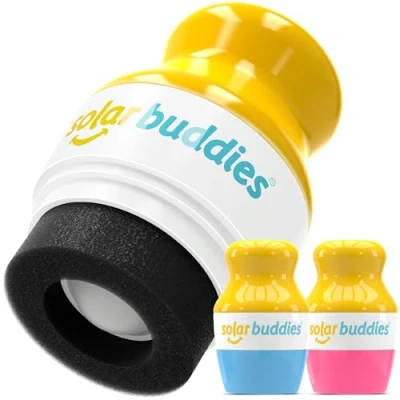 Afbeelding van Duo BP Solar Buddies Hervulbare Roll On Spons Applicator voor Kinderen, Volwassenen, Gezinnen, Reizen, 100 ml, Reisvriendelijk Zonnebrandcrème, Zonnecrème en Lotions (Blauw, Roze)